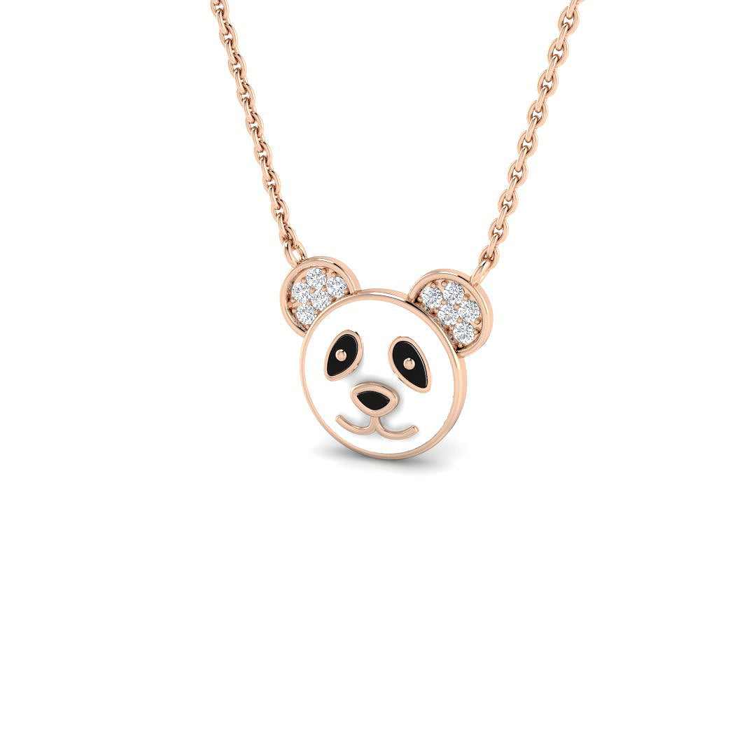 0.11ct Fancy Enamel & Black Diamond Necklace in Platinum - 9k Rose Gold