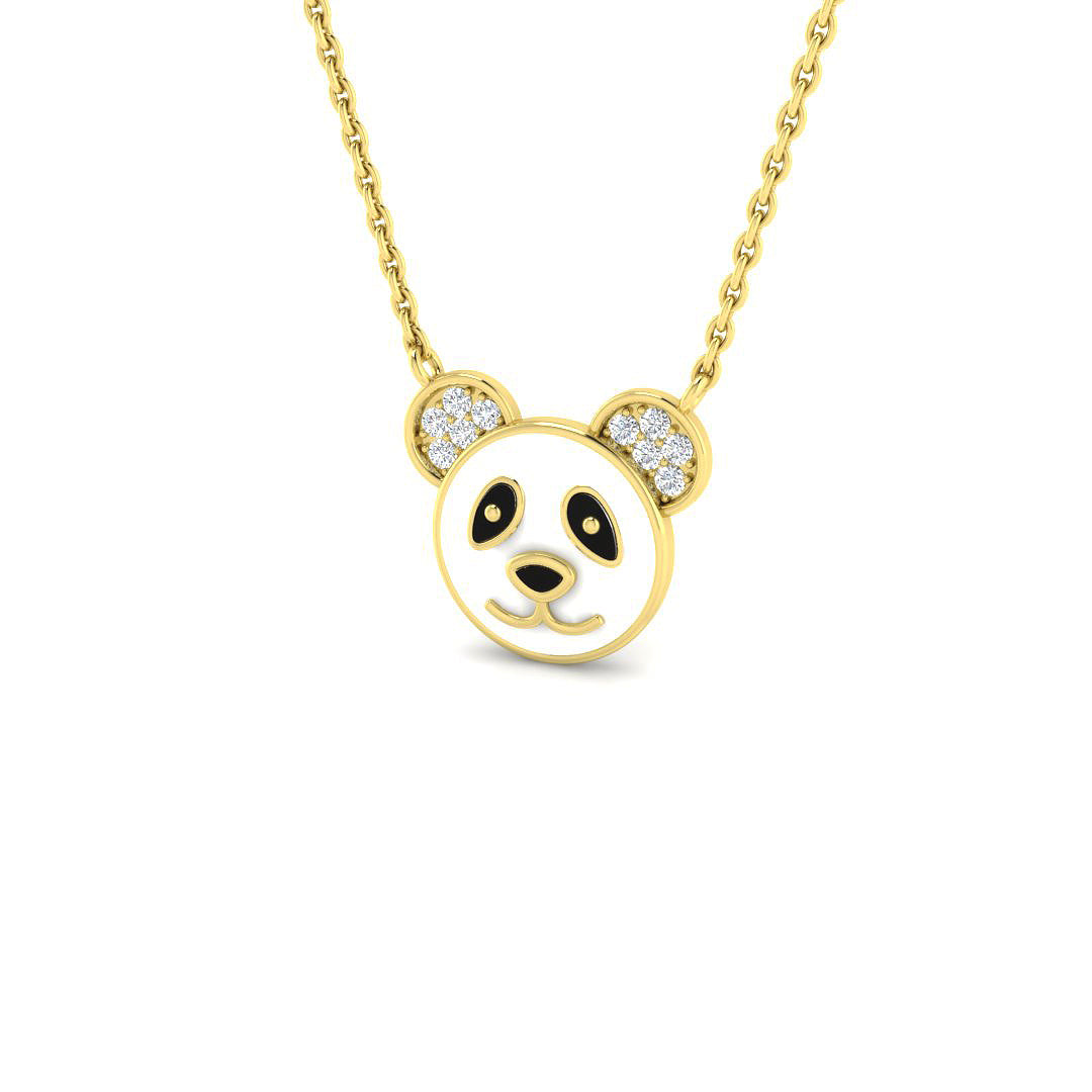 0.11ct Fancy Enamel & Black Diamond Necklace in Platinum - 9k Yellow Gold