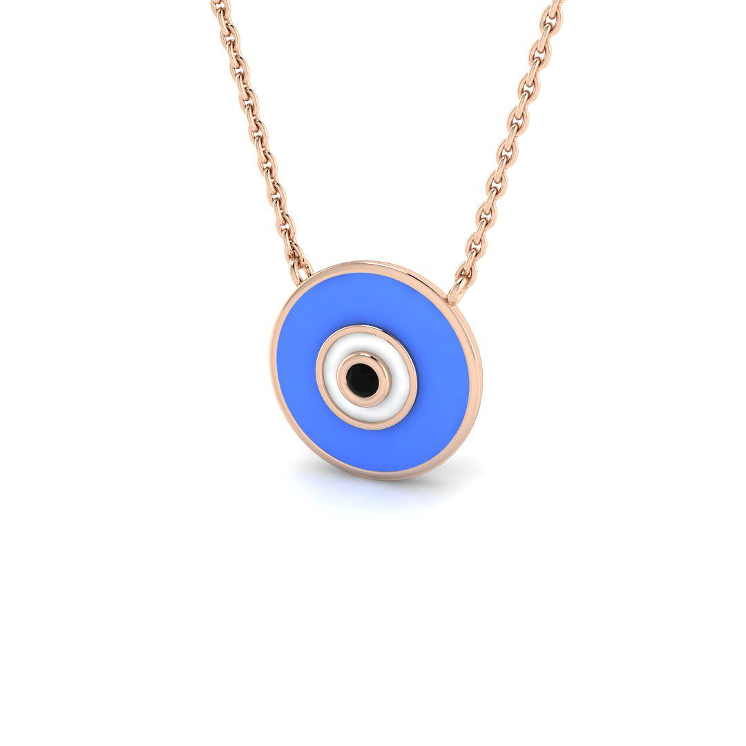 0.17ct Round Black Diamond & Enamel Necklace in Platinum - 9k Rose Gold