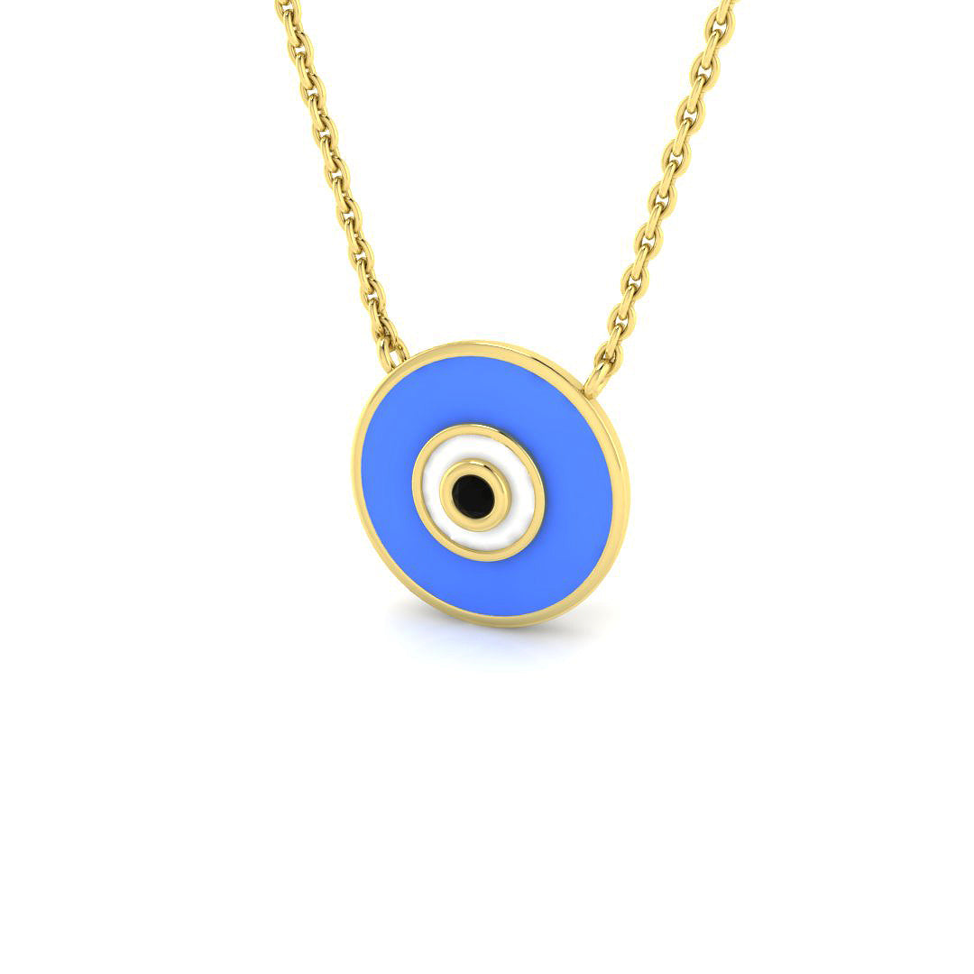 0.17ct Round Black Diamond & Enamel Necklace in Platinum - 9k Yellow Gold