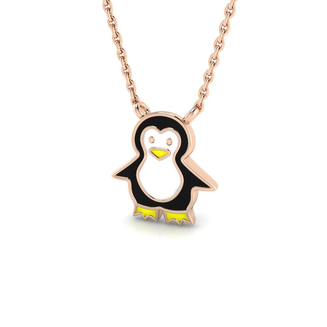 0.06ct Fancy Enamel Necklace in Platinum - 9k Rose Gold