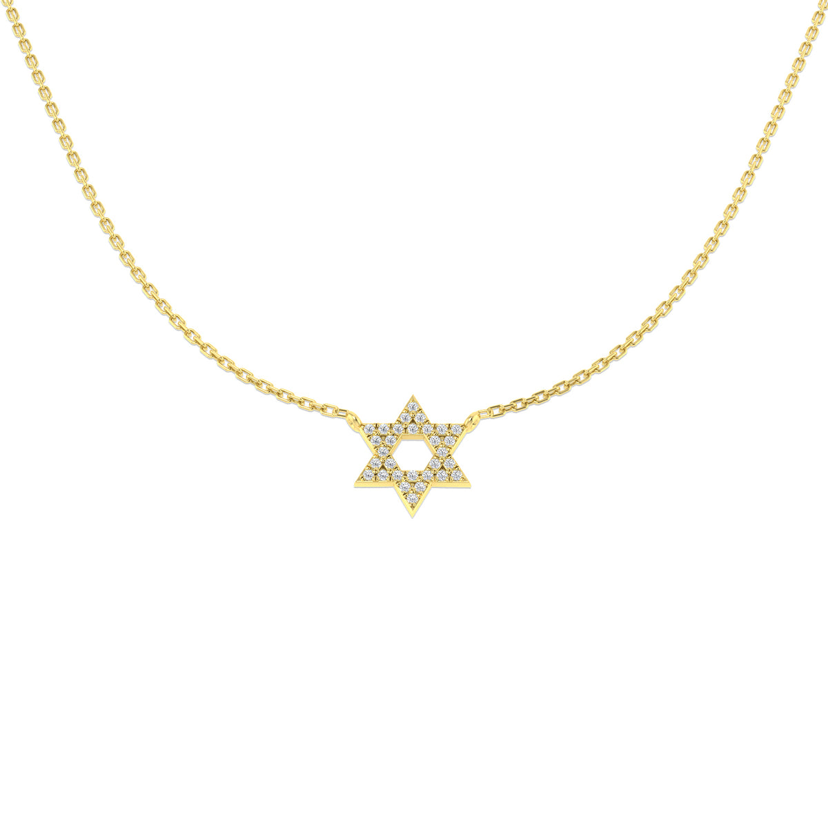 0.12ct Round Lab Diamond Necklace in Platinum - 9 KT Yellow Gold