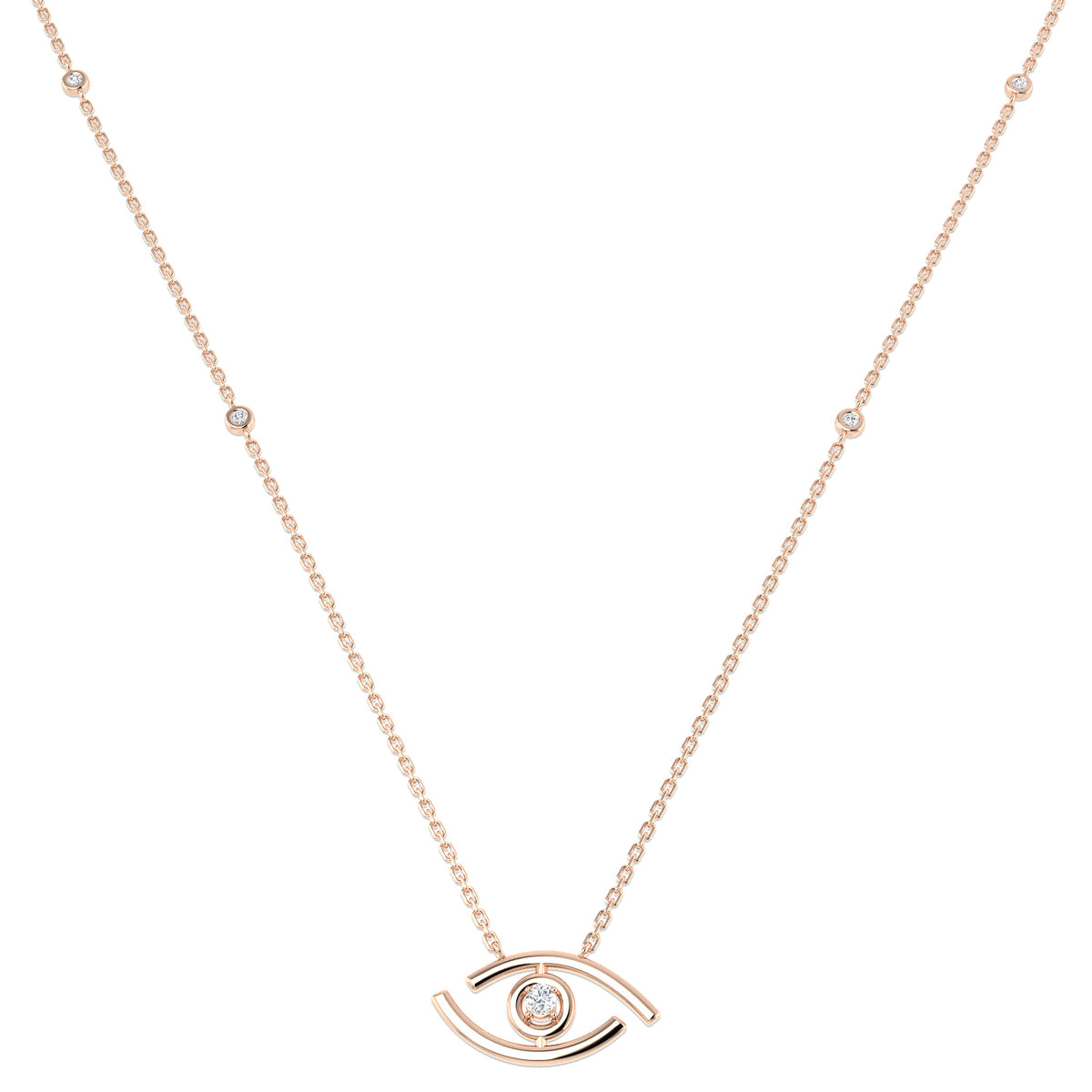 0.11ct Round Lab Diamond Necklace in Platinum - 9k Rose Gold