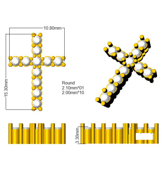 SP2285 — Cross - 9k Yellow Gold detail