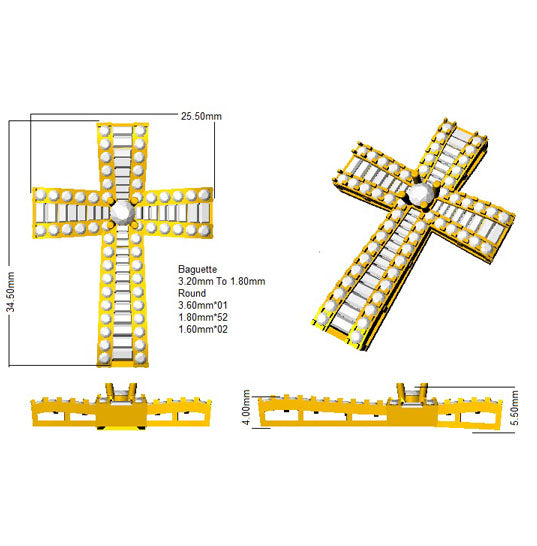 SP3670 — Cross - 9k Yellow Gold detail