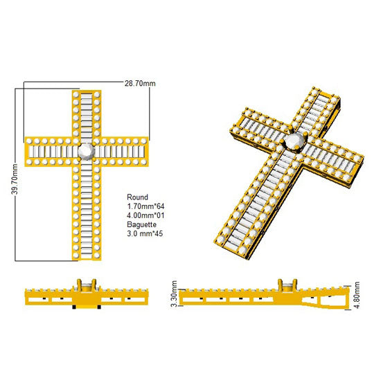 SP3797 — Cross - 9k Yellow Gold detail