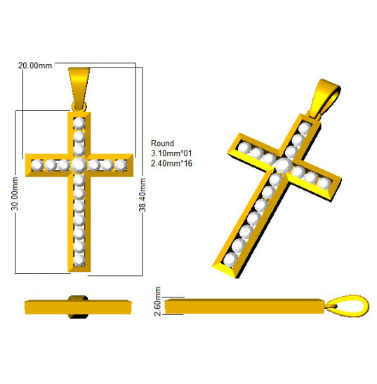 SP3905 — Cross - 18k Yellow Gold detail