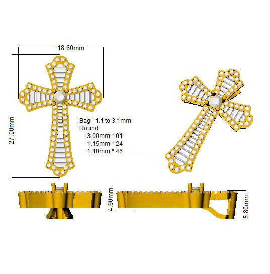 SP4558 — Cross - 9k Yellow Gold detail