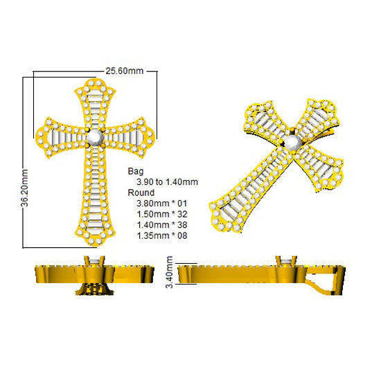 SP4562 — Cross - 9k Yellow Gold detail