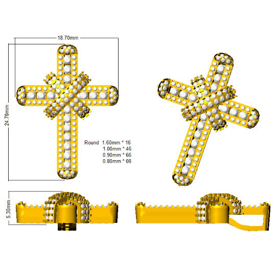 SP4732D — Cross - 9k Yellow Gold detail