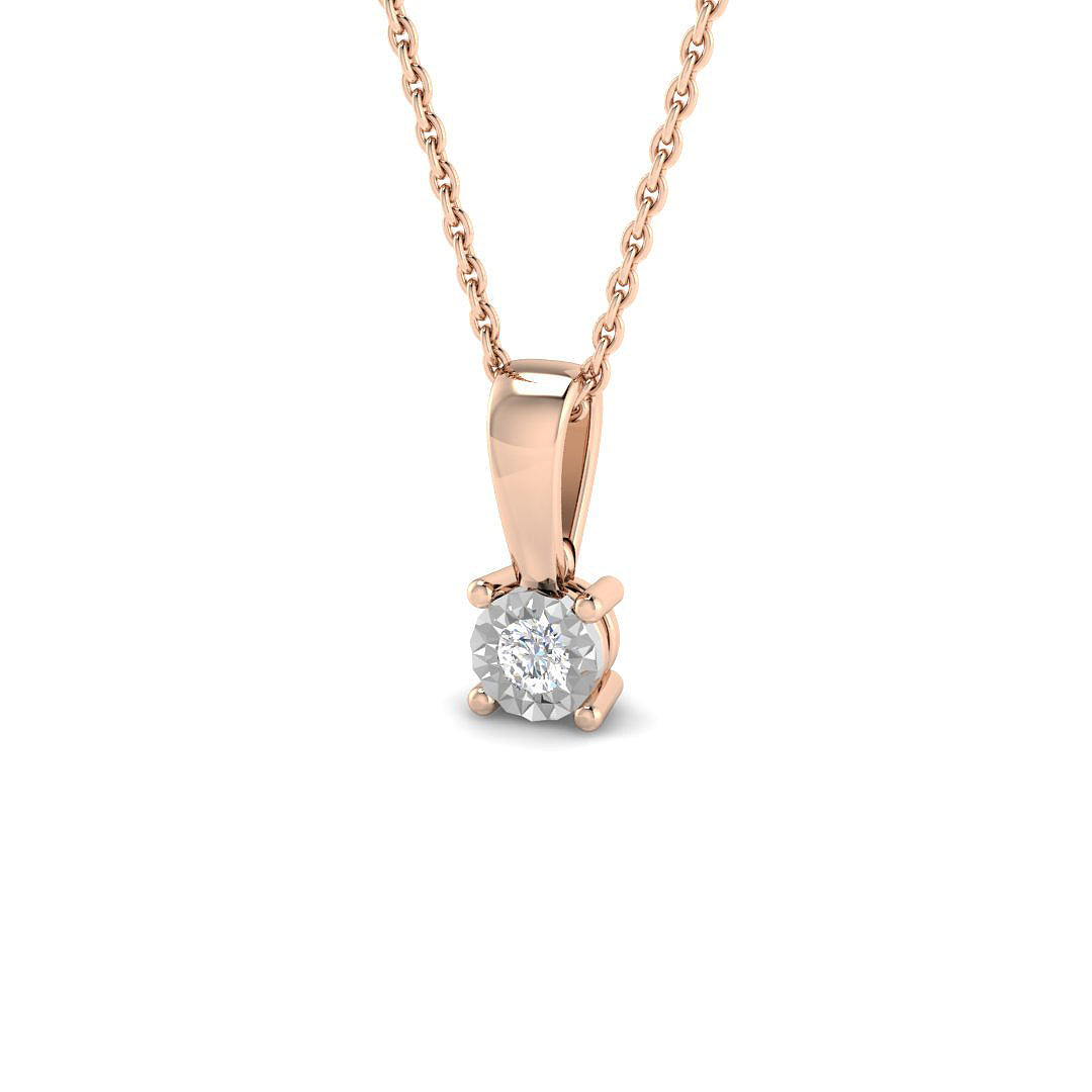 0.06ct Round Lab Diamond Pendant in Platinum - 9k Rose Gold