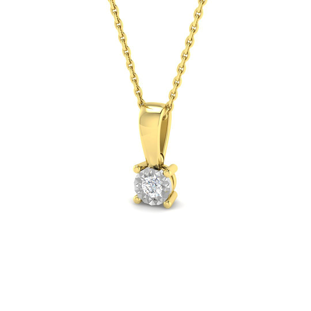 0.06ct Round Lab Diamond Pendant in Platinum - 9k Yellow Gold