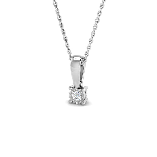 0.04ct Round Lab Diamond Pendant in Platinum - 9k White Gold