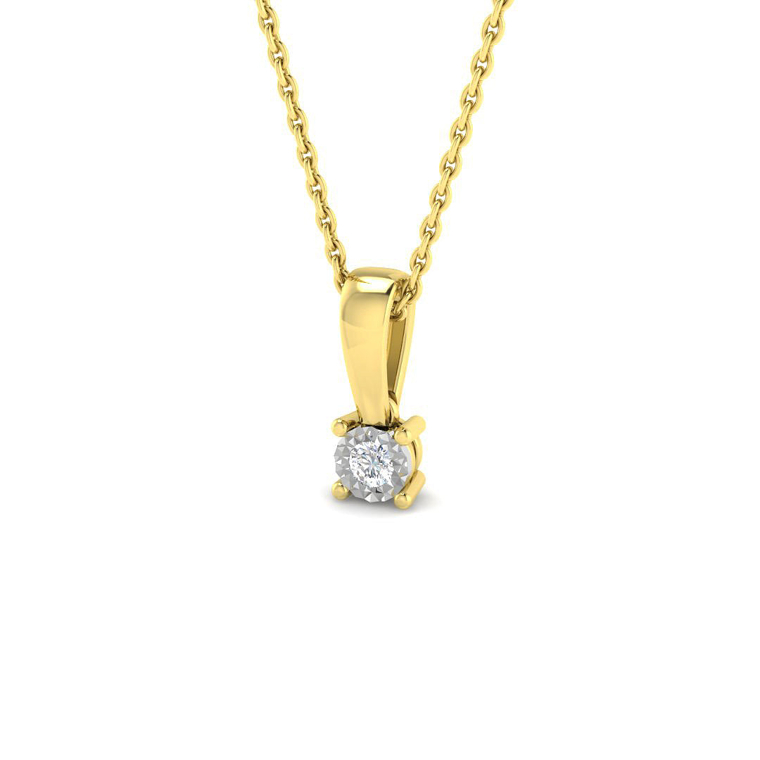 0.04ct Round Lab Diamond Pendant in Platinum - 9k Yellow Gold