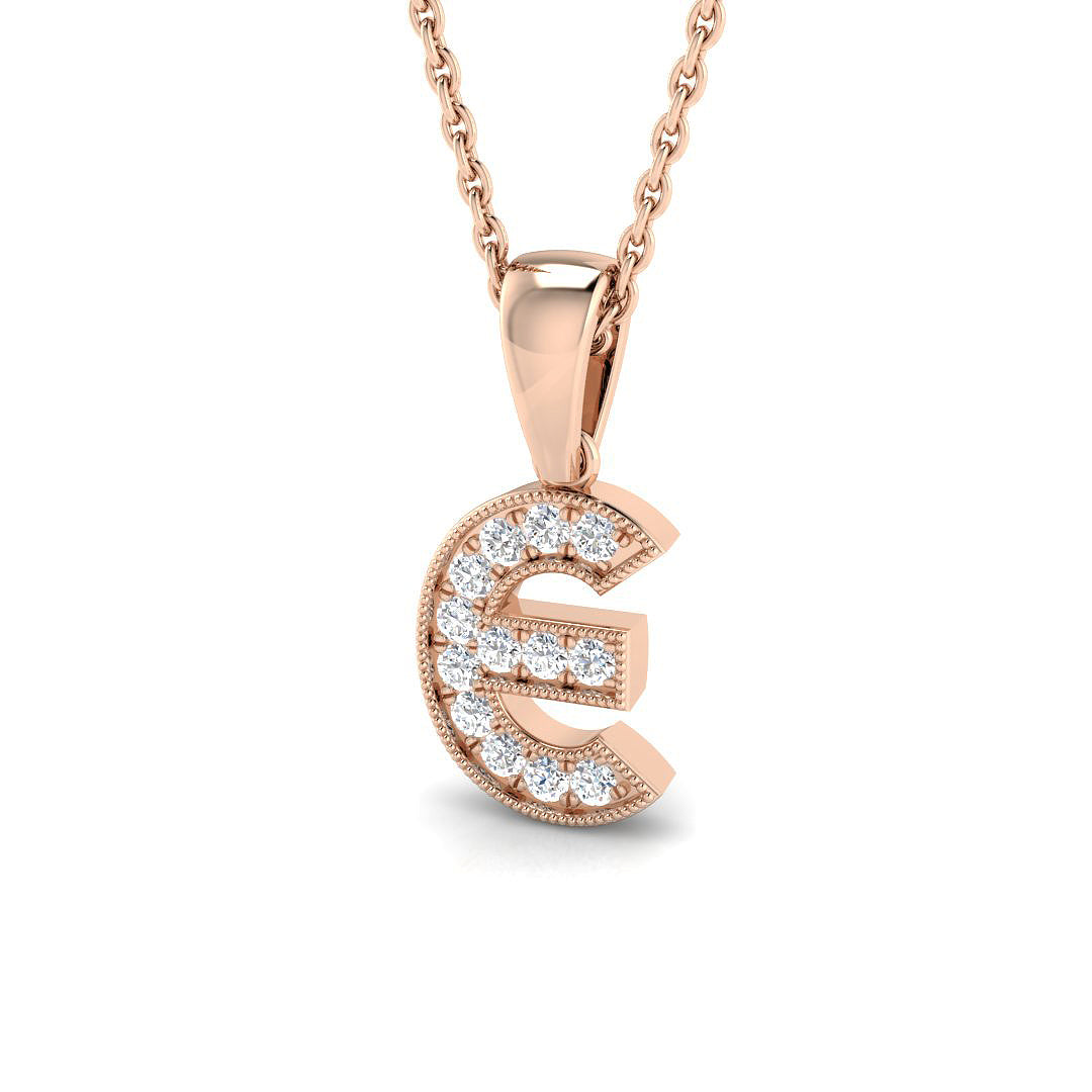 0.12ct Round Diamond Pendant in Platinum - 9k Rose Gold
