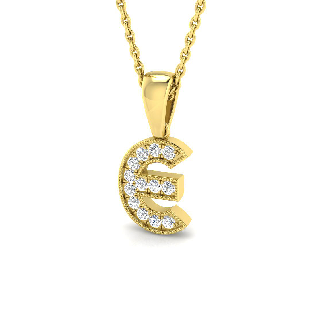 0.12ct Round Lab Diamond Pendant in Platinum - 9k Yellow Gold