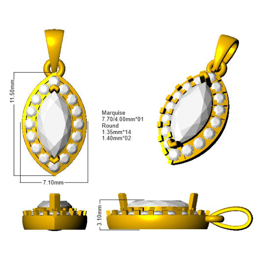 SP4903 — Pendant - 18 KT White Gold detail