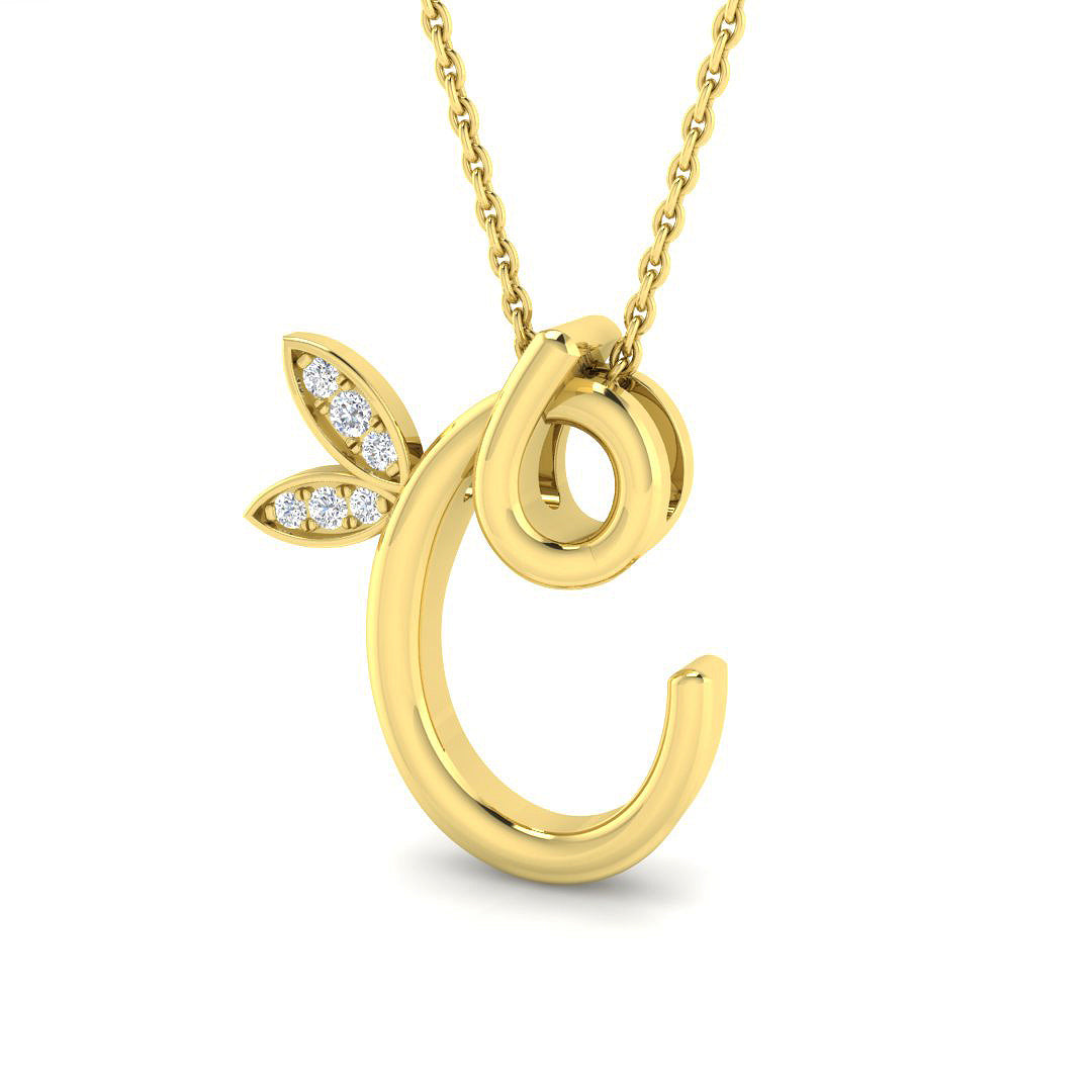 0.05ct Round Lab Diamond Pendant in Platinum - 9k Yellow Gold