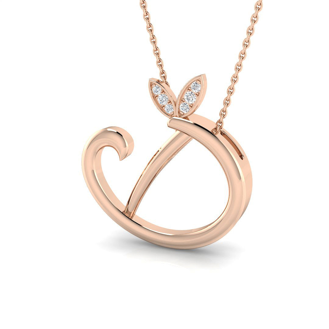 0.05ct Round Lab Diamond Pendant in Platinum - 9k Rose Gold