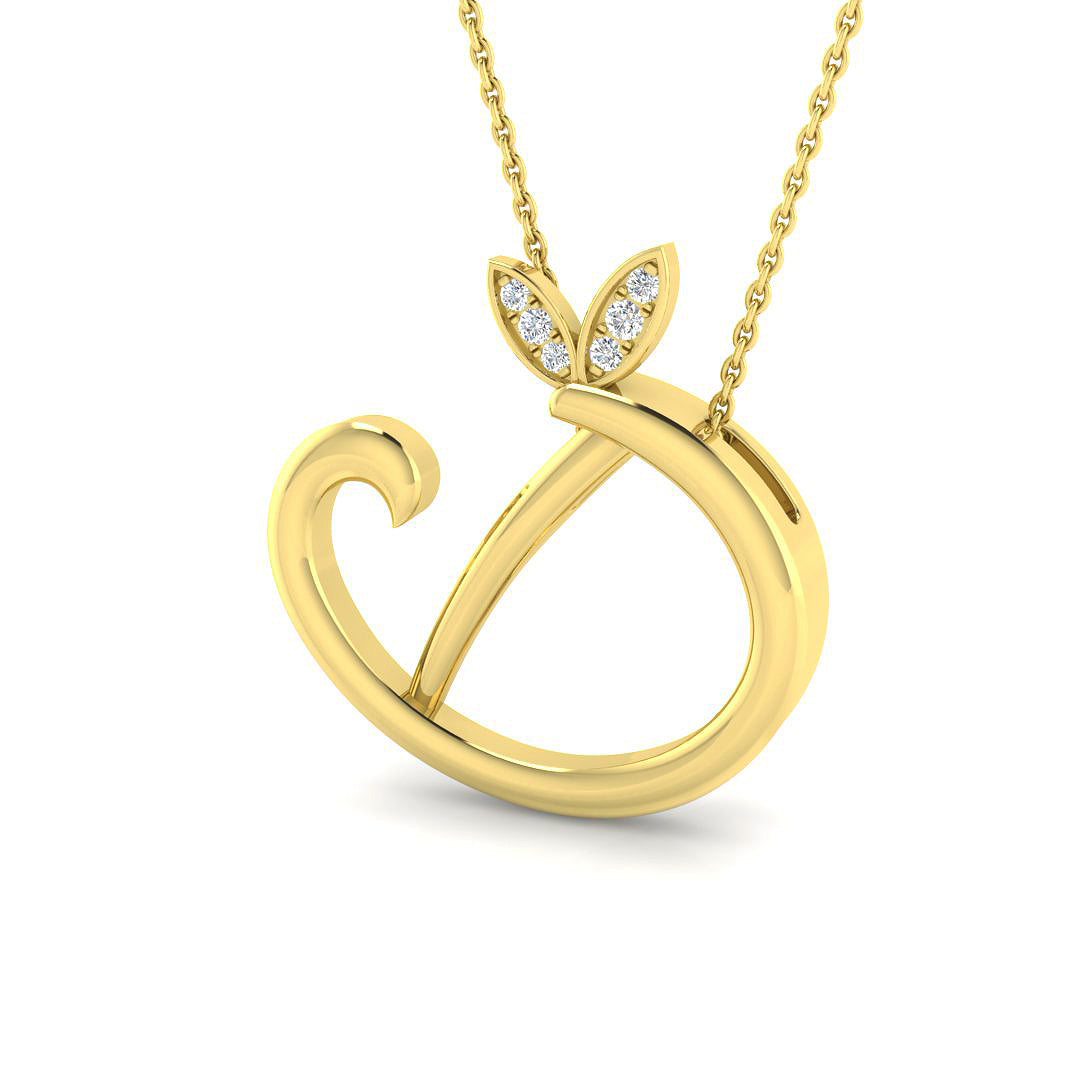 0.05ct Round Lab Diamond Pendant in Platinum - 9k Yellow Gold