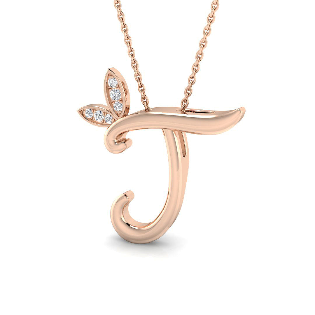 0.06ct Round Lab Diamond Pendant in Platinum - 9k Rose Gold