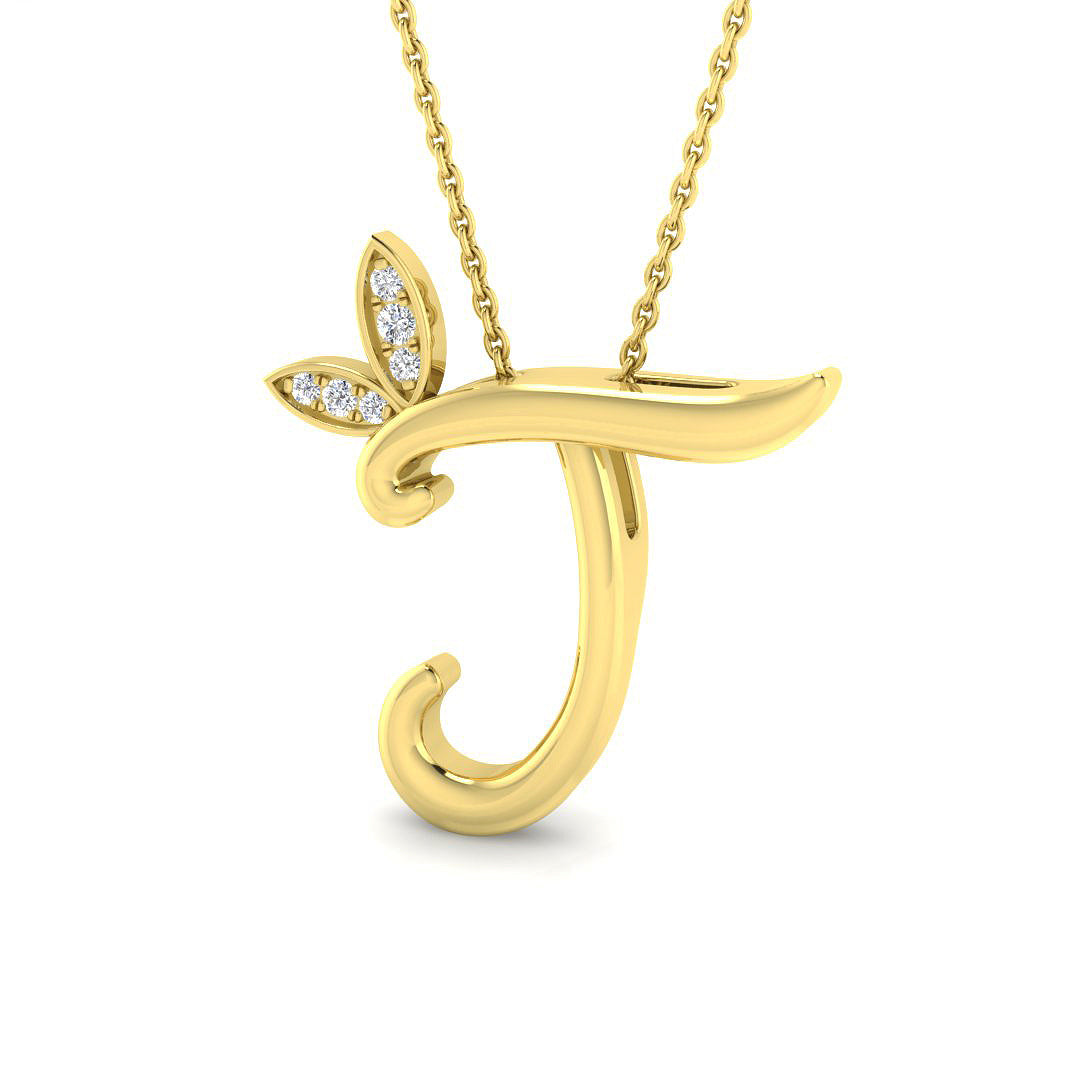 0.06ct Round Lab Diamond Pendant in Platinum - 9k Yellow Gold