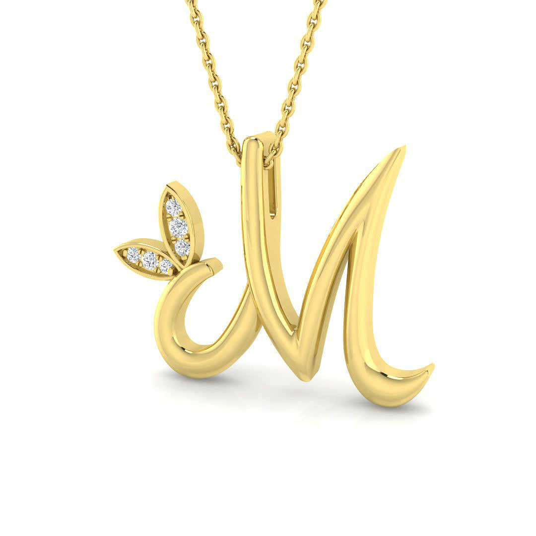 0.05ct Round Lab Diamond Pendant in Platinum - 9k Yellow Gold
