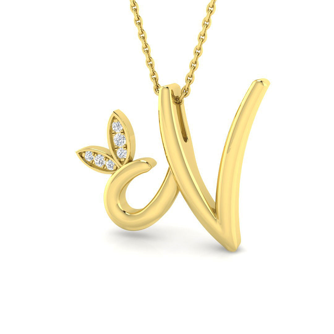 0.06ct Round Lab Diamond Pendant in Platinum - 9k Yellow Gold