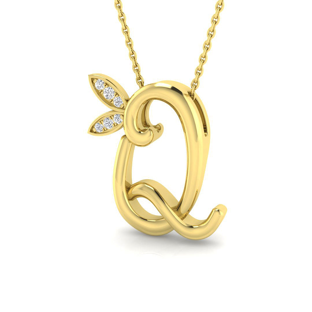 0.07ct Round Lab Diamond Pendant in Platinum - 9k Yellow Gold