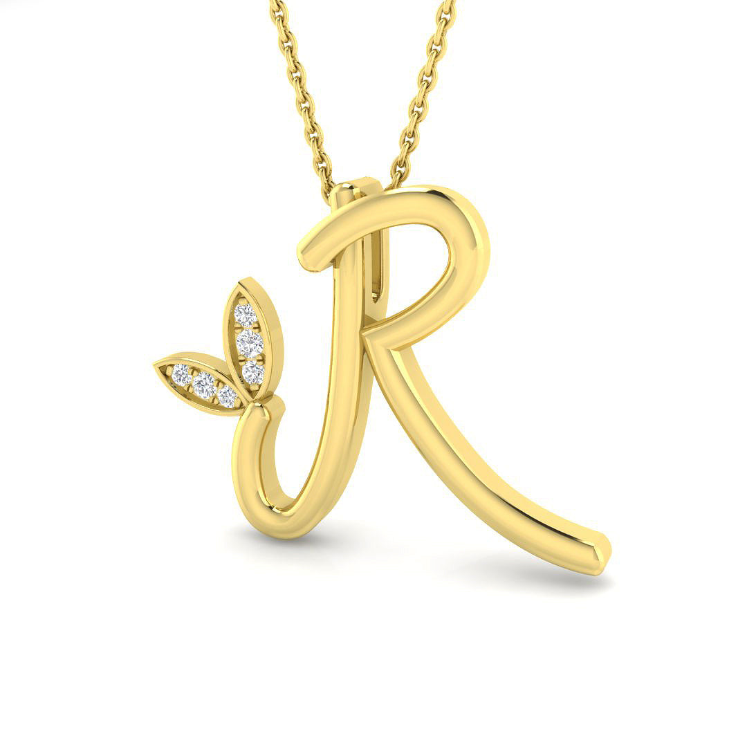 0.07ct Round Lab Diamond Pendant in Platinum - 9k Yellow Gold