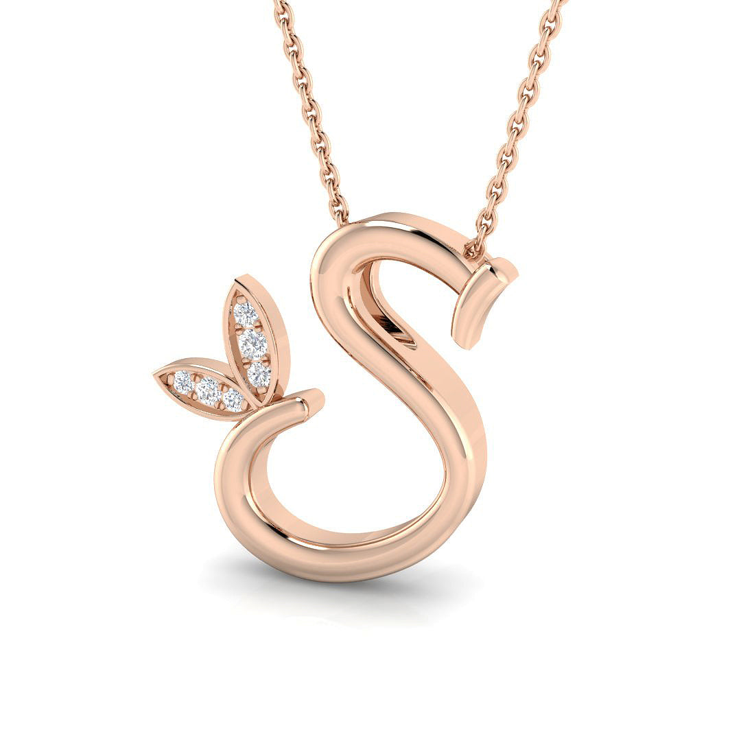 0.07ct Round Lab Diamond Pendant in Platinum - 9k Rose Gold