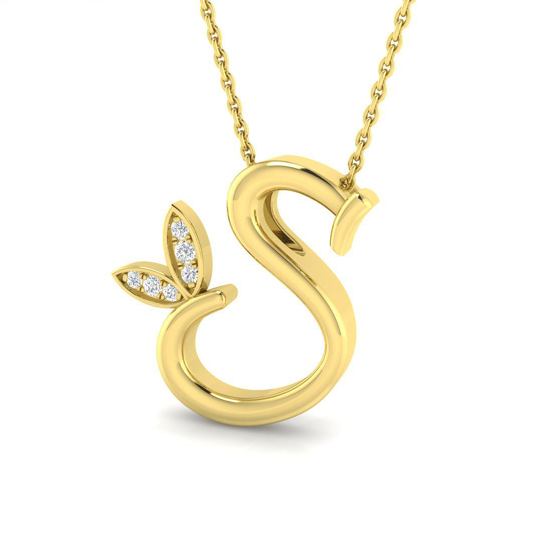 0.07ct Round Lab Diamond Pendant in Platinum - 9k Yellow Gold