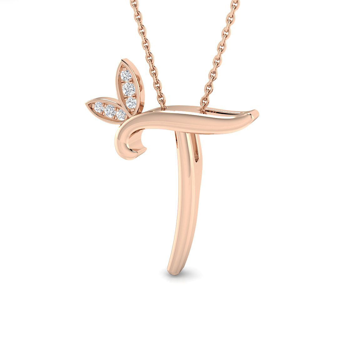 0.07ct Round Lab Diamond Pendant in Platinum - 9k Rose Gold