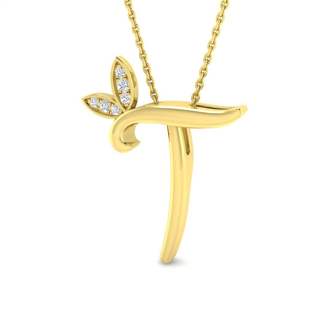 0.07ct Round Lab Diamond Pendant in Platinum - 9k Yellow Gold