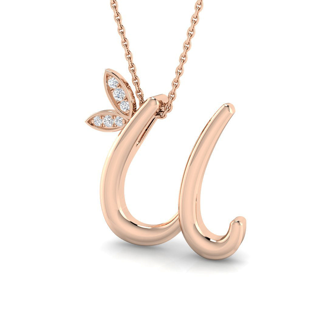 0.06ct Round Lab Diamond Pendant in Platinum - 9k Rose Gold