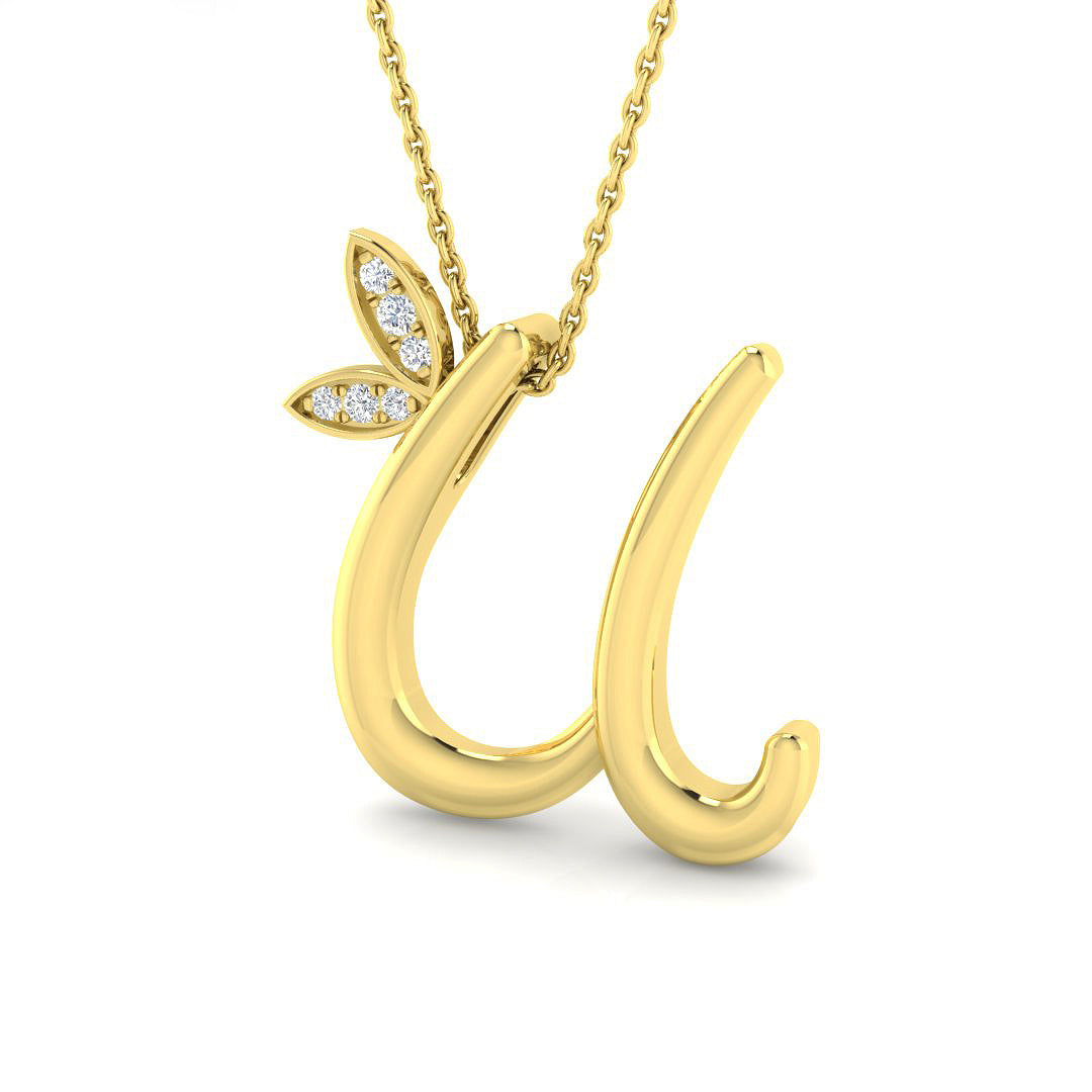 0.06ct Round Lab Diamond Pendant in Platinum - 9k Yellow Gold
