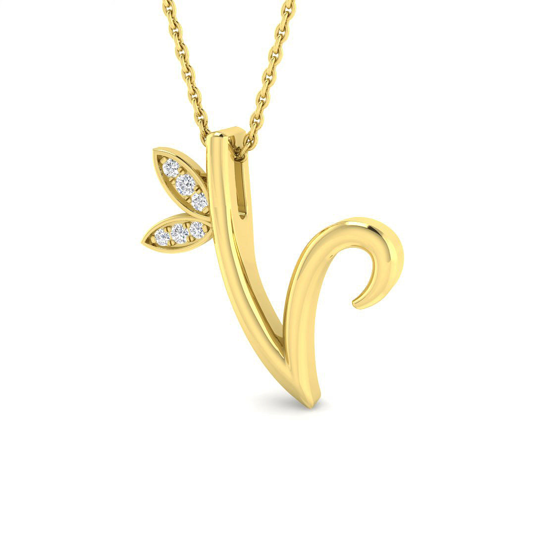 0.06ct Round Lab Diamond Pendant in Platinum - 9k Yellow Gold