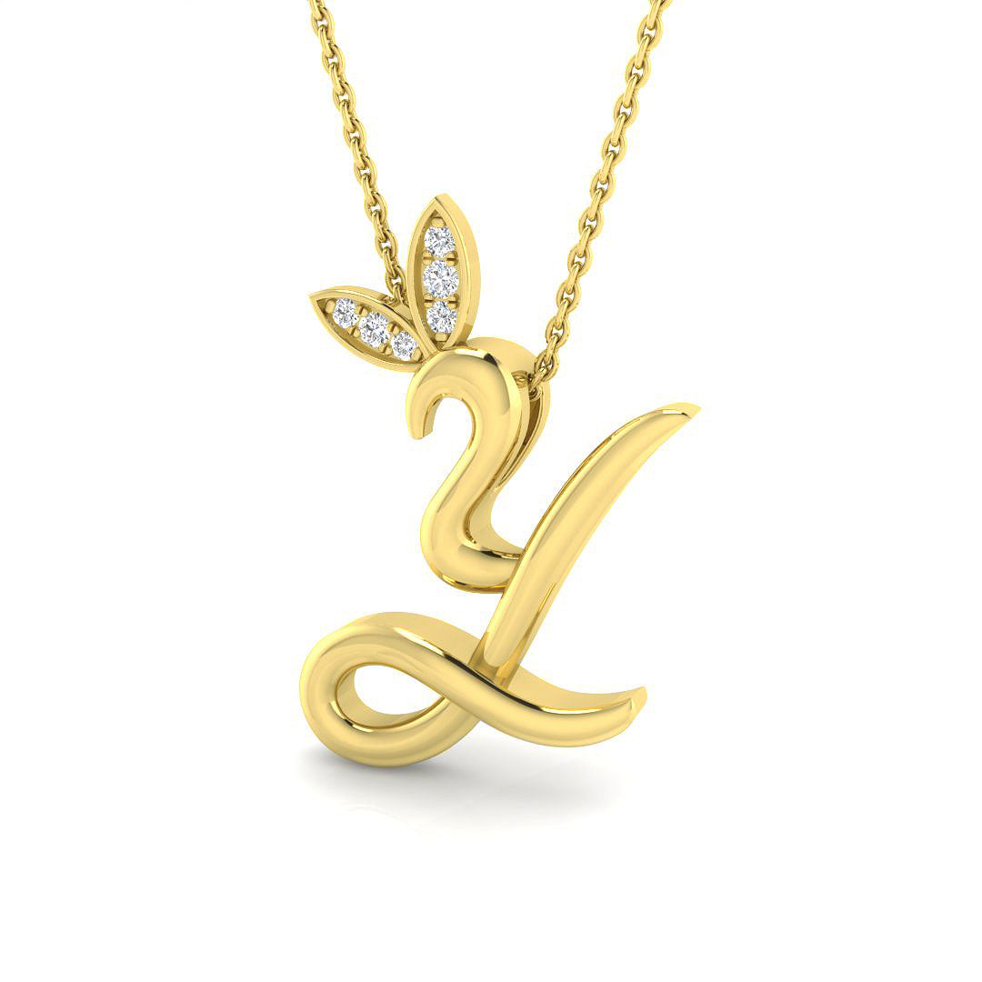 0.06ct Round Lab Diamond Pendant in Platinum - 9k Yellow Gold