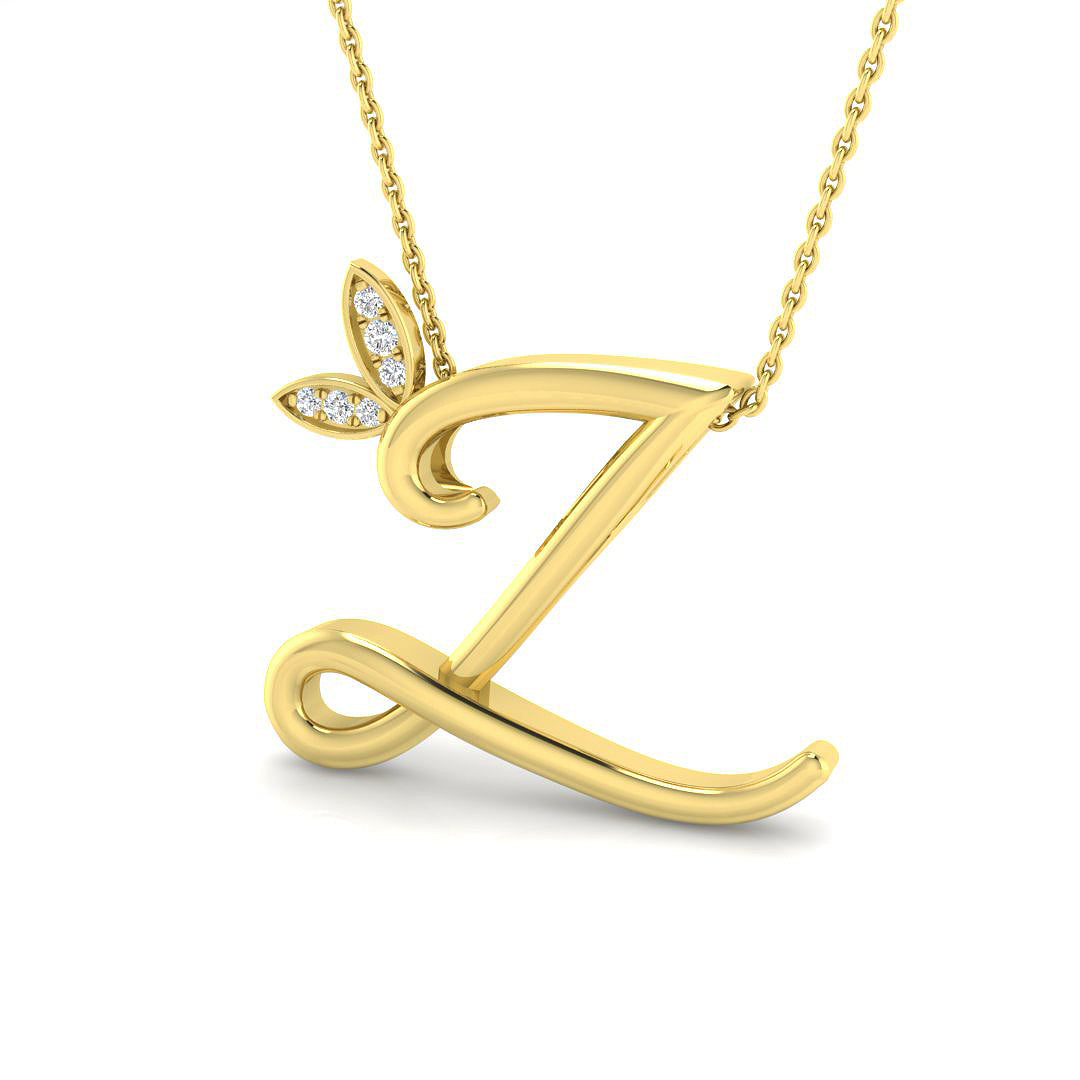 0.06ct Round Lab Diamond Pendant in Platinum - 9k Yellow Gold