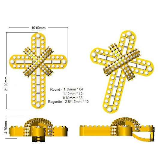 SP5004 — Cross - 9k Yellow Gold detail