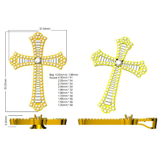 SP5023 — Cross - 9k Yellow Gold detail