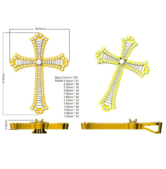 SP5033 — Cross - 9k Yellow Gold detail