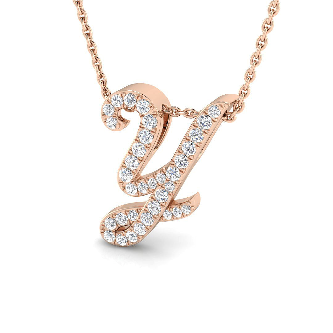 0.18ct Round Lab Diamond Pendant in Platinum - 9k Rose Gold