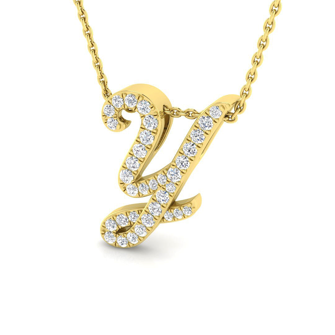 0.18ct Round Lab Diamond Pendant in Platinum - 9k Yellow Gold