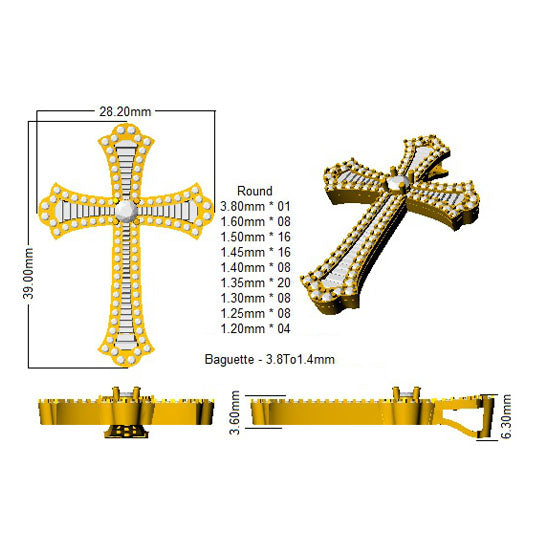 SP5038 — Cross - 9k Yellow Gold detail