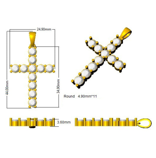 SP5305 — Cross - 9k Yellow Gold detail