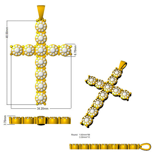 SP5406 — Cross - 9k Yellow Gold detail