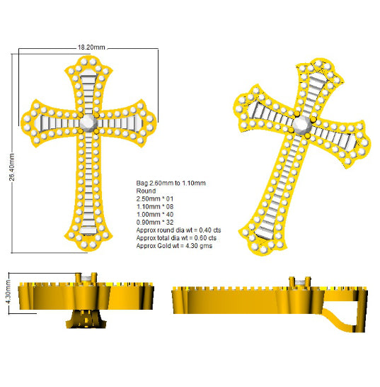 SP5774 — Cross - 9k Yellow Gold detail