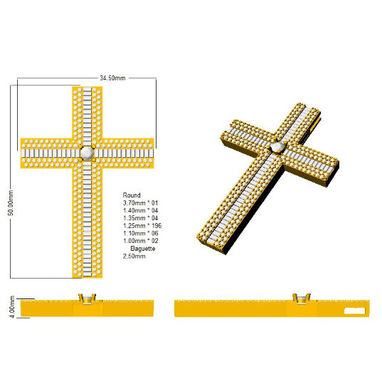 SP5879 — Cross - 9k Yellow Gold detail