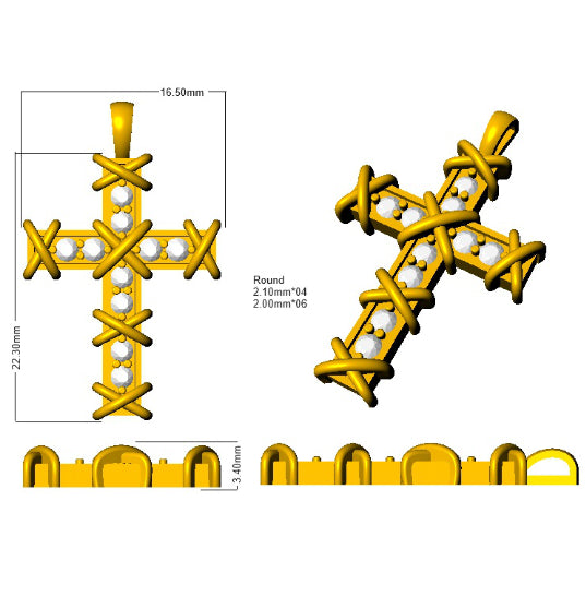 SP5936 — Cross - 9k Yellow Gold detail